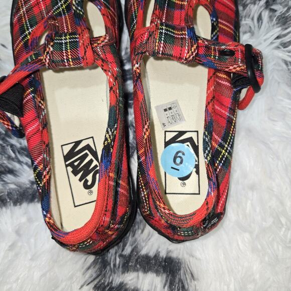 VANS Style 93 Red Tartan Plaid Mary Jane Sneakers Sz 6 - Picture 5 of 7